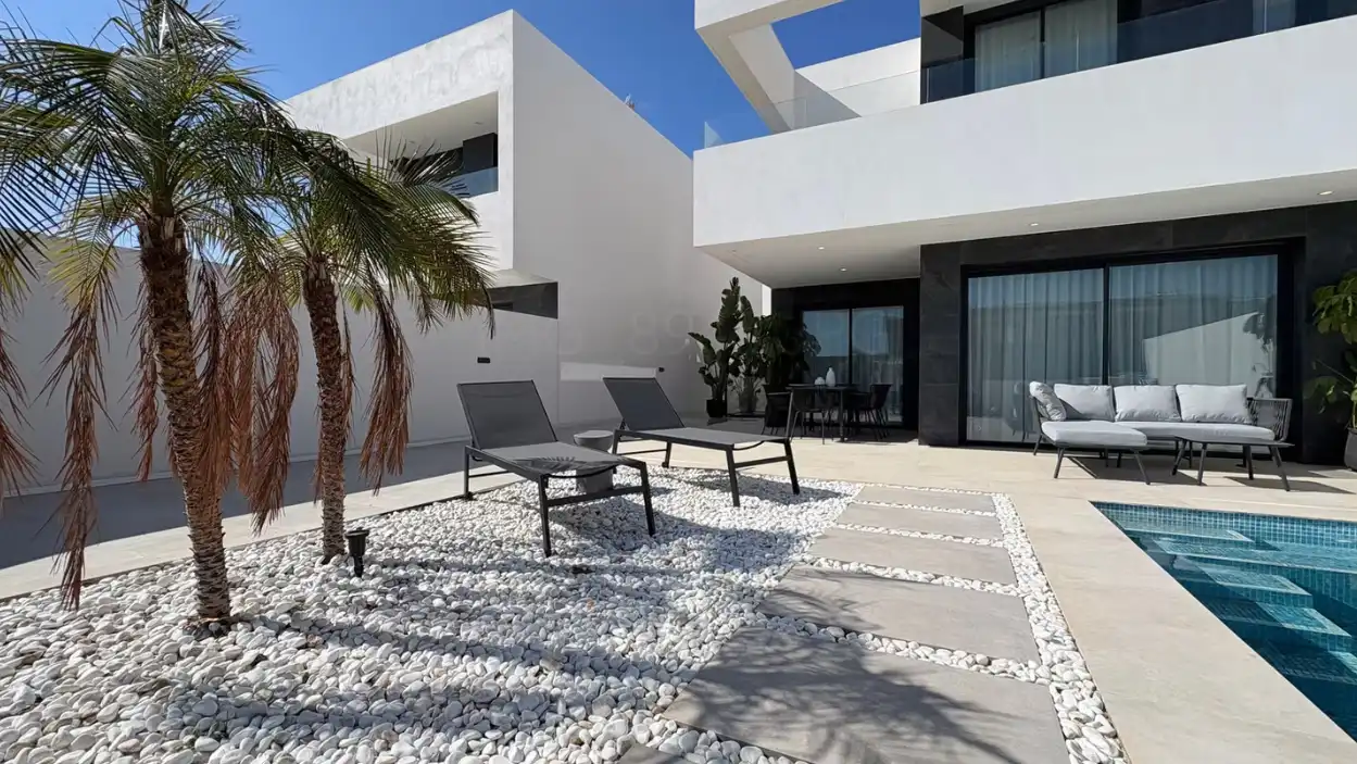 Terrasse von Einfamilien-Reihenhaus zum Verkauf in Águilas mit Privatgarten, Terrasse und Schwimmbad