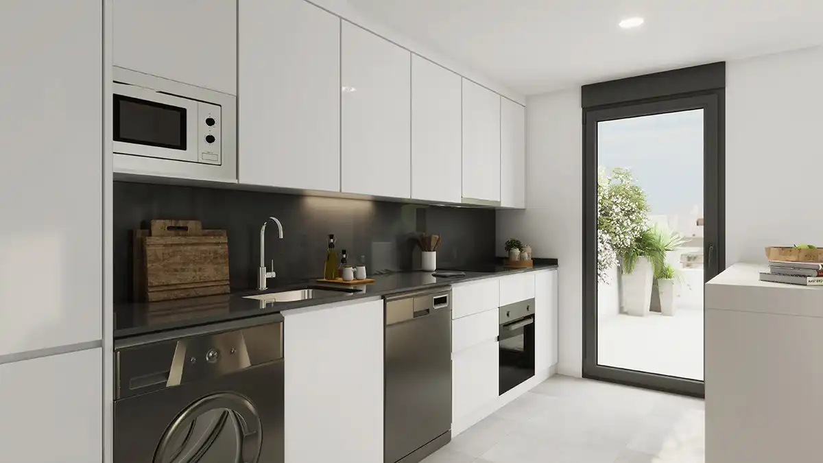 Cuina de Apartament en venda en Estepona amb Aire condicionat, Terrassa i Piscina