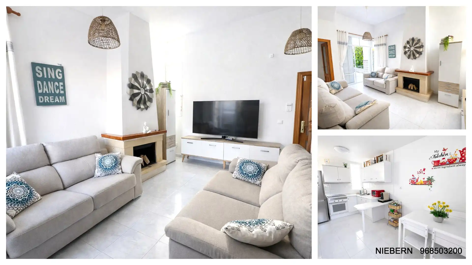 Wohnzimmer von Einfamilien-Reihenhaus zum Verkauf in Cartagena mit Privatgarten, Möbliert und Gemeinschaftspool