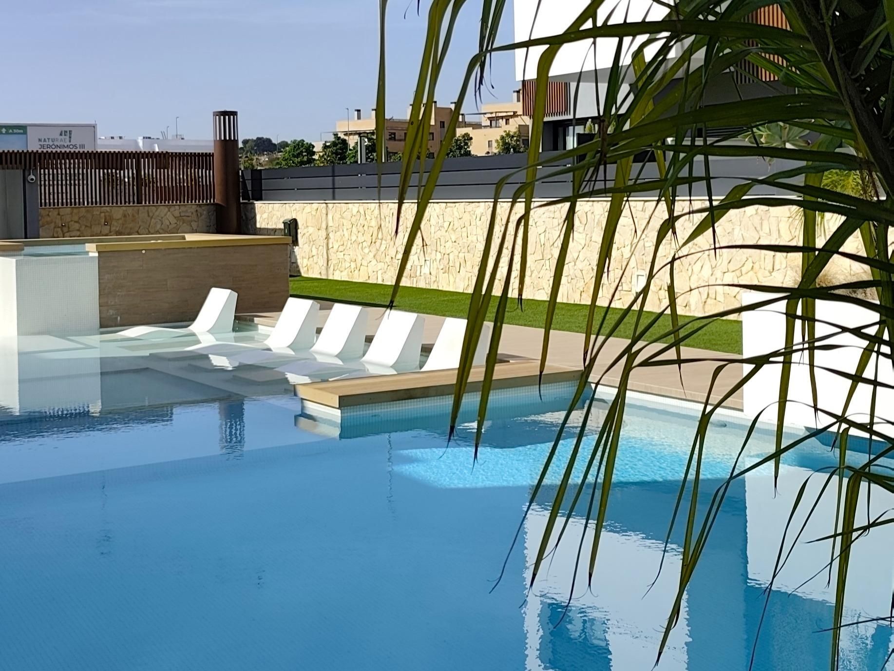 Swimming pool of Single-family semi-detached for sale in  Murcia Capital  with Air Conditioner, Private garden and Terrace