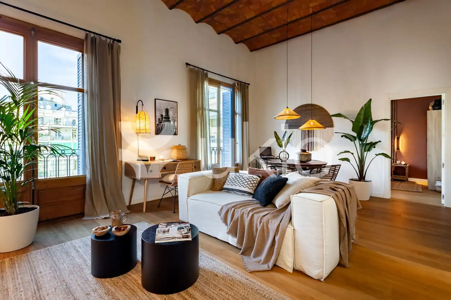 Sala de estar de Apartamento de alquiler en Barcelona con Aire acondicionado, Calefacción y Amueblado