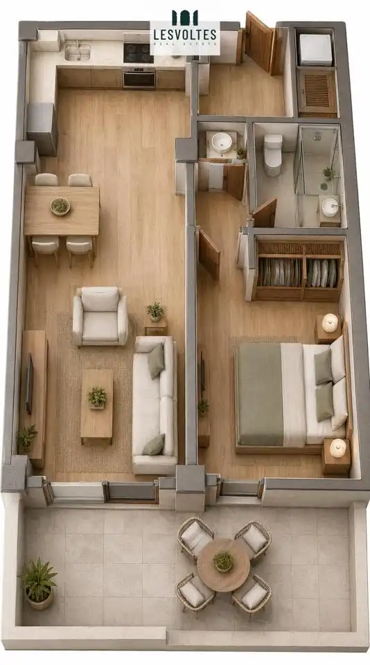 Living room of Flat for sale in Palafrugell  with Air Conditioner, Parquet flooring and Balcony