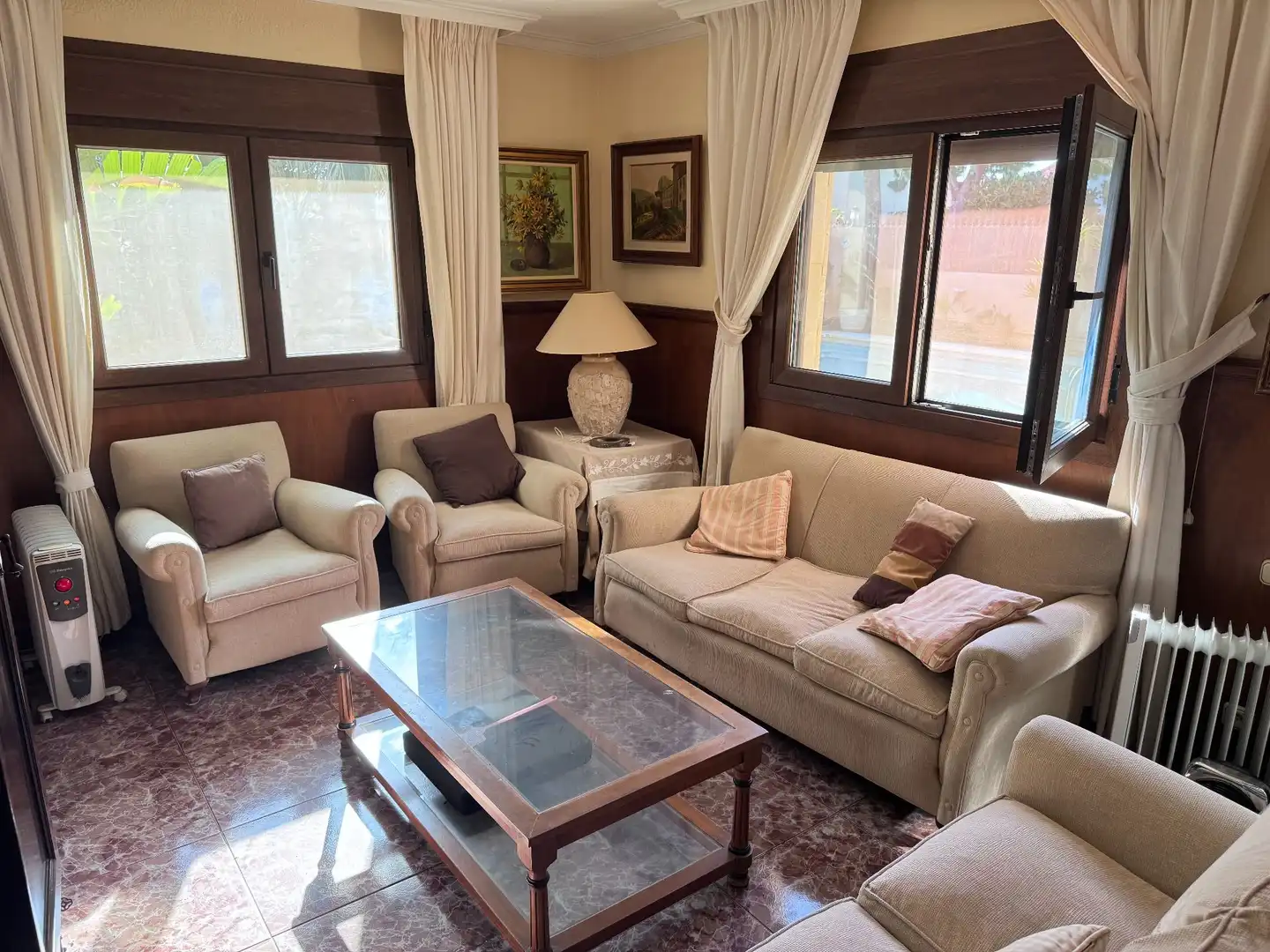 Living room of Houses for sale in Roquetas de Mar  with Air Conditioner, Storage room and Swimming Pool
