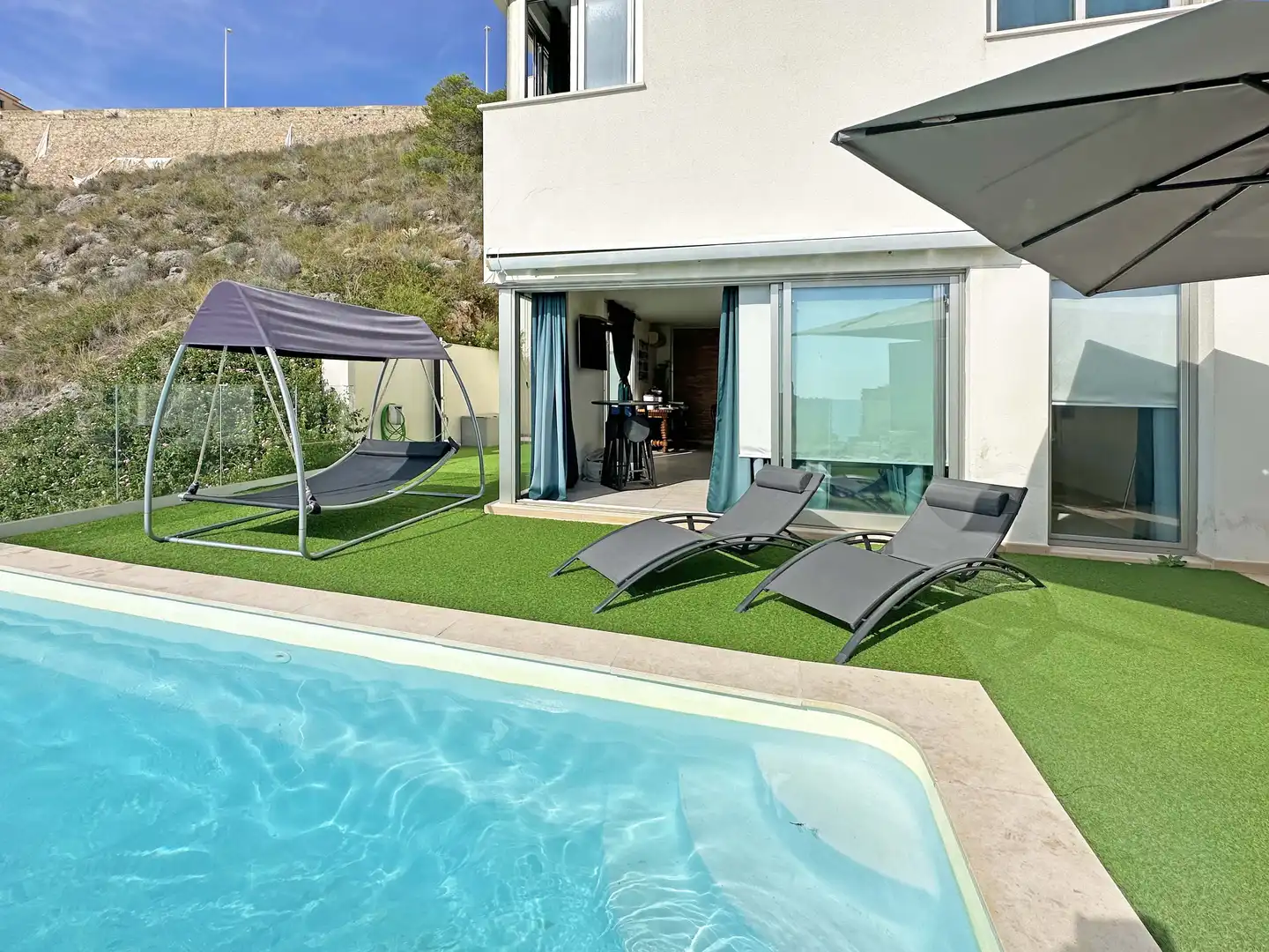 Terrasse von Country house zur Miete in Cullera mit Klimaanlage, Heizung und Privatgarten