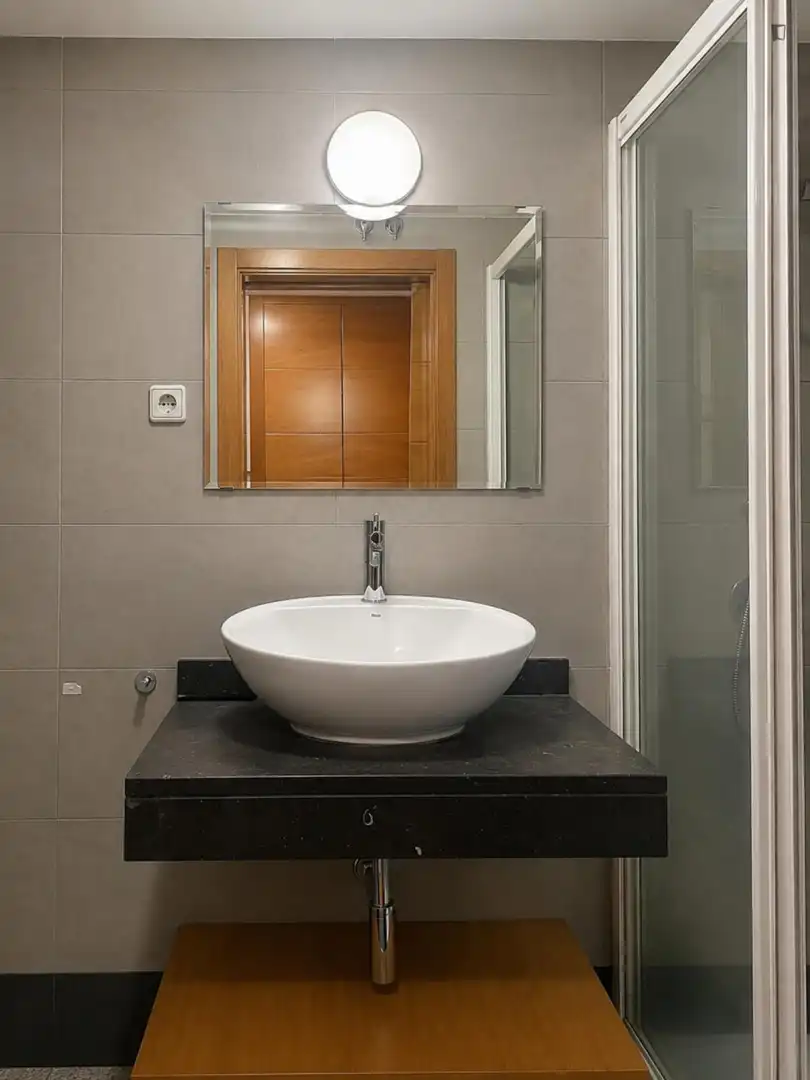 Baño de Estudio de alquiler en Madrid con Aire acondicionado, Amueblado y Horno