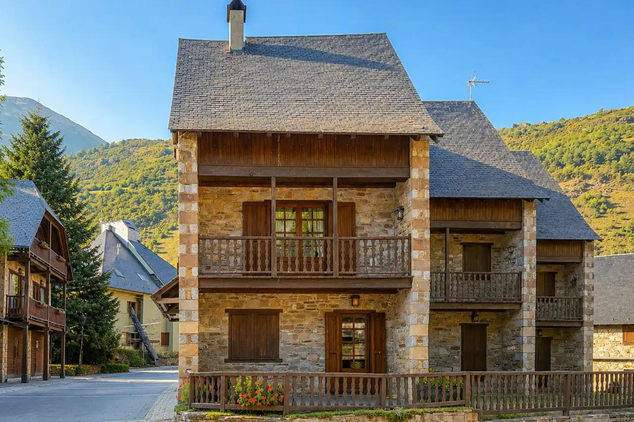 Vista exterior de Casa adosada en venda en Naut Aran amb Calefacció, Jardí privat i Parquet