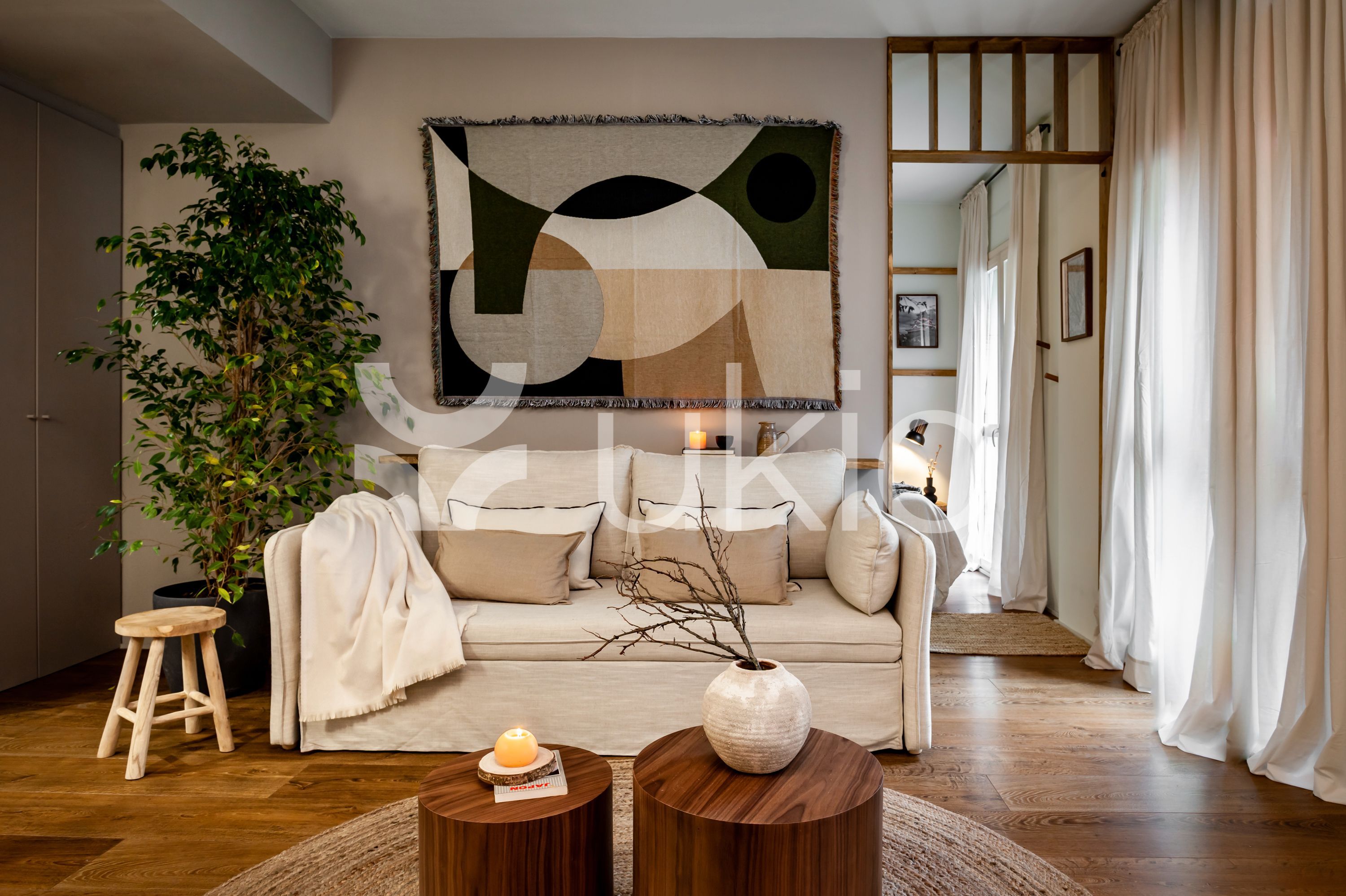 Sala d'estar de Apartament de lloguer en  Barcelona Capital amb Aire condicionat, Moblat i Forn