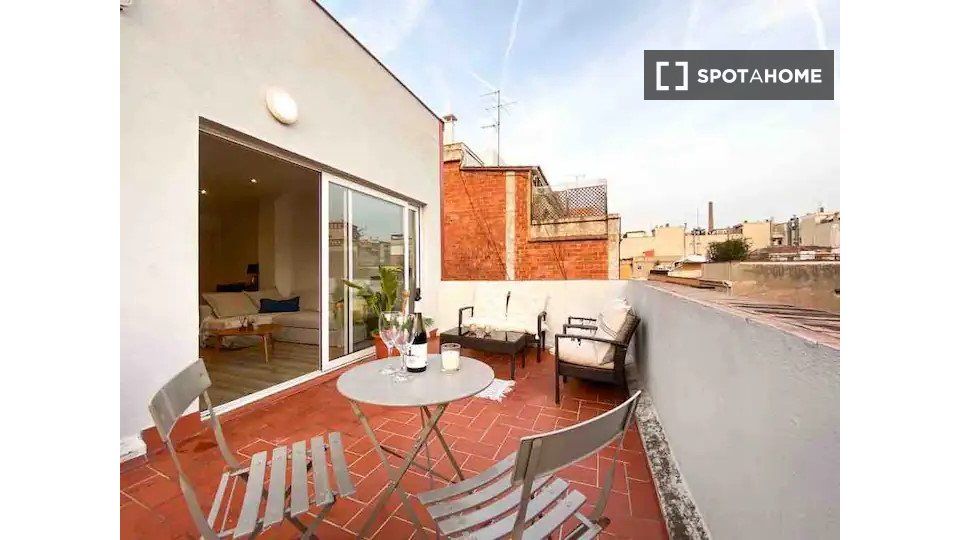 Terraza de Piso de alquiler en  Barcelona Capital con Aire acondicionado, Calefacción y Amueblado