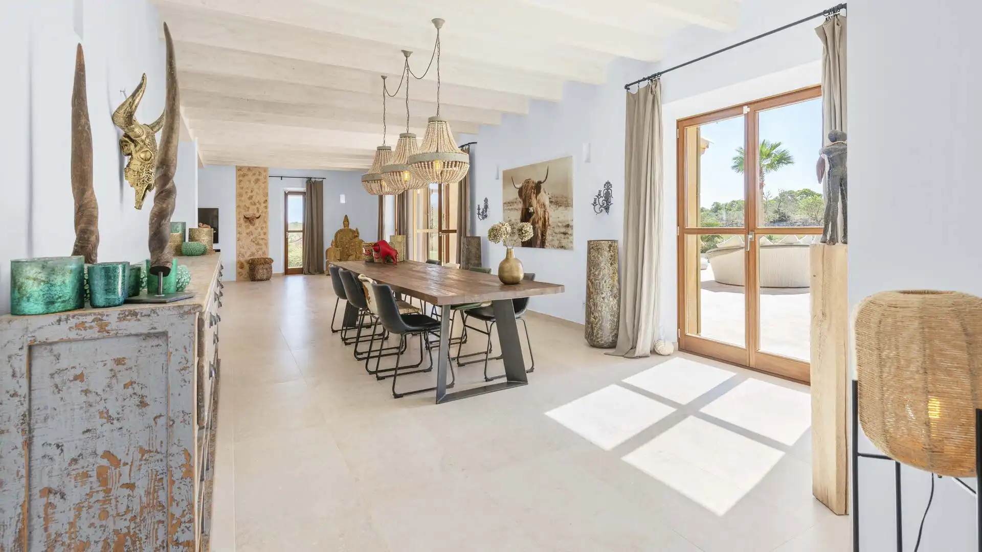 Dining room of Country homes for sale in Ses Salines  with Air Conditioner, Heating and Terrace