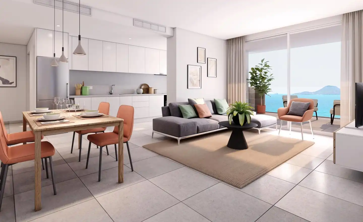 Sala de estar de Apartamento en venta en La Manga del Mar Menor con Jardín privado, Terraza y Piscina