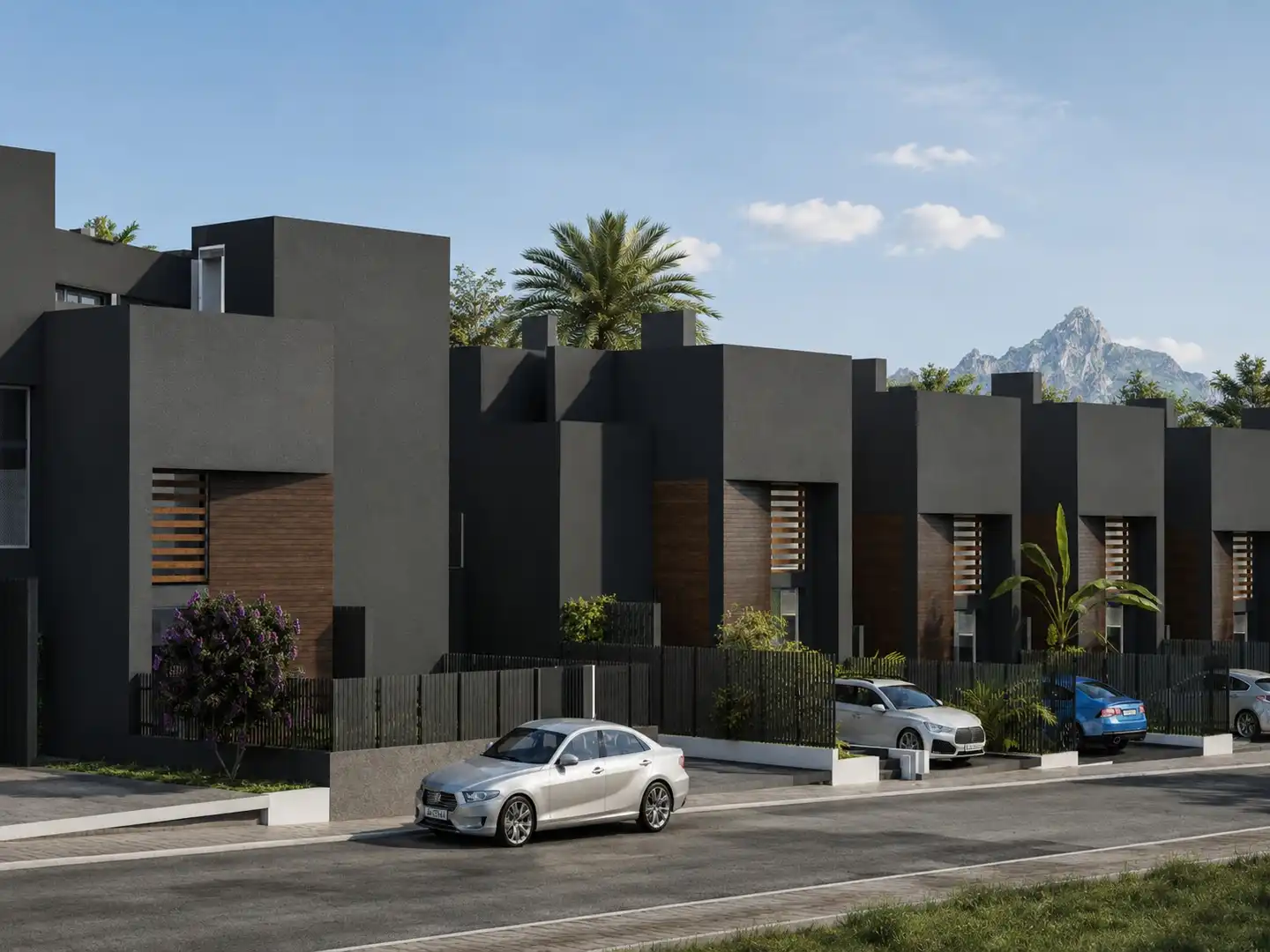Außenansicht von Einfamilien-Reihenhaus zum Verkauf in Antigua mit Klimaanlage, Privatgarten und Terrasse