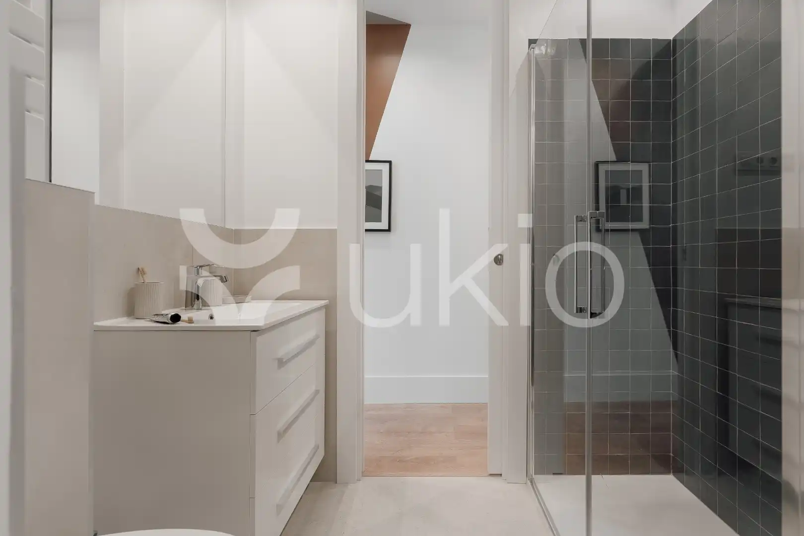 Baño de Apartamento de alquiler en Madrid con Aire acondicionado, Calefacción y Terraza