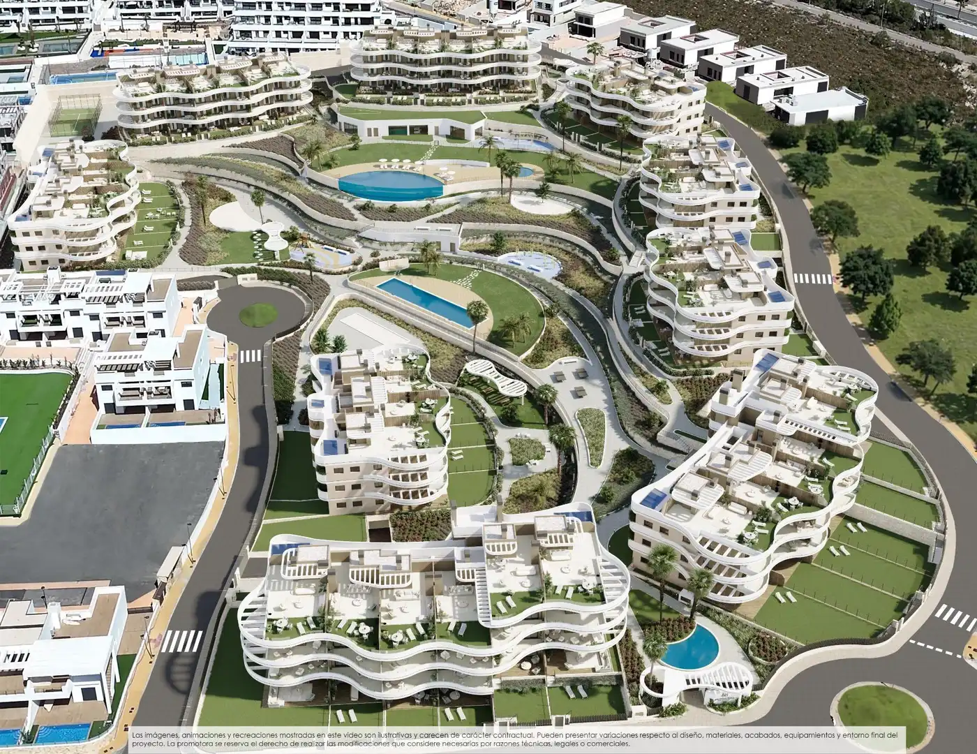 Außenansicht von Wohnungen zum Verkauf in Benidorm mit Klimaanlage, Heizung und Privatgarten