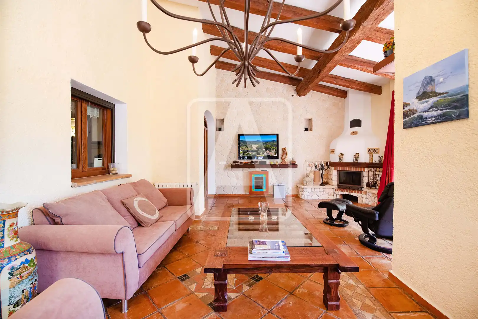 Sala de estar de Finca rústica en venta en Benissa con Aire acondicionado, Calefacción y Jardín privado