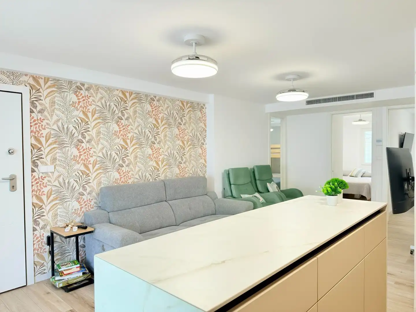 Wohnzimmer von Wohnungen zum Verkauf in La Manga del Mar Menor mit Klimaanlage, Heizung und Terrasse