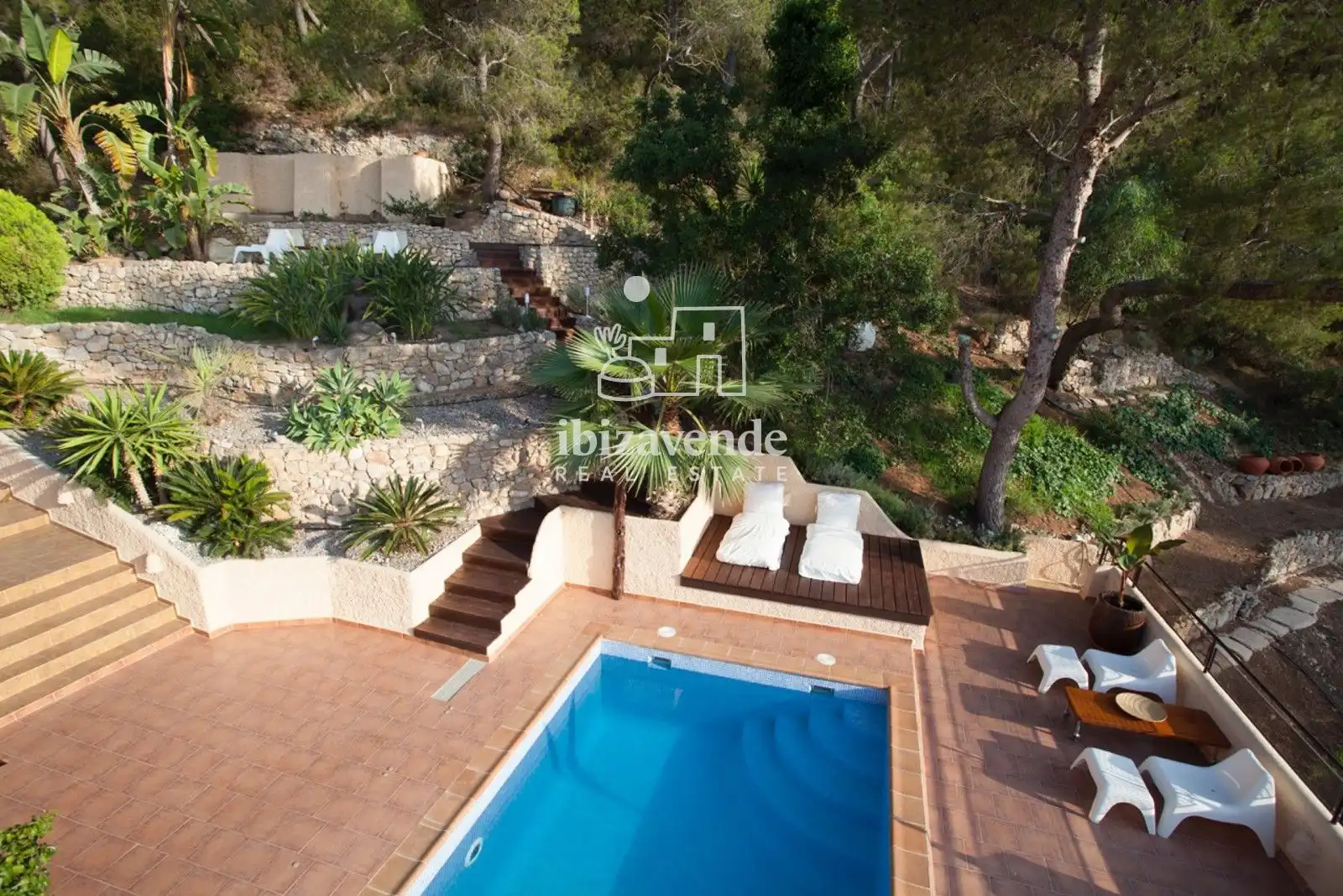 Jardí de Casa o xalet de lloguer en Santa Eulària des Riu amb Calefacció, Terrassa i Piscina