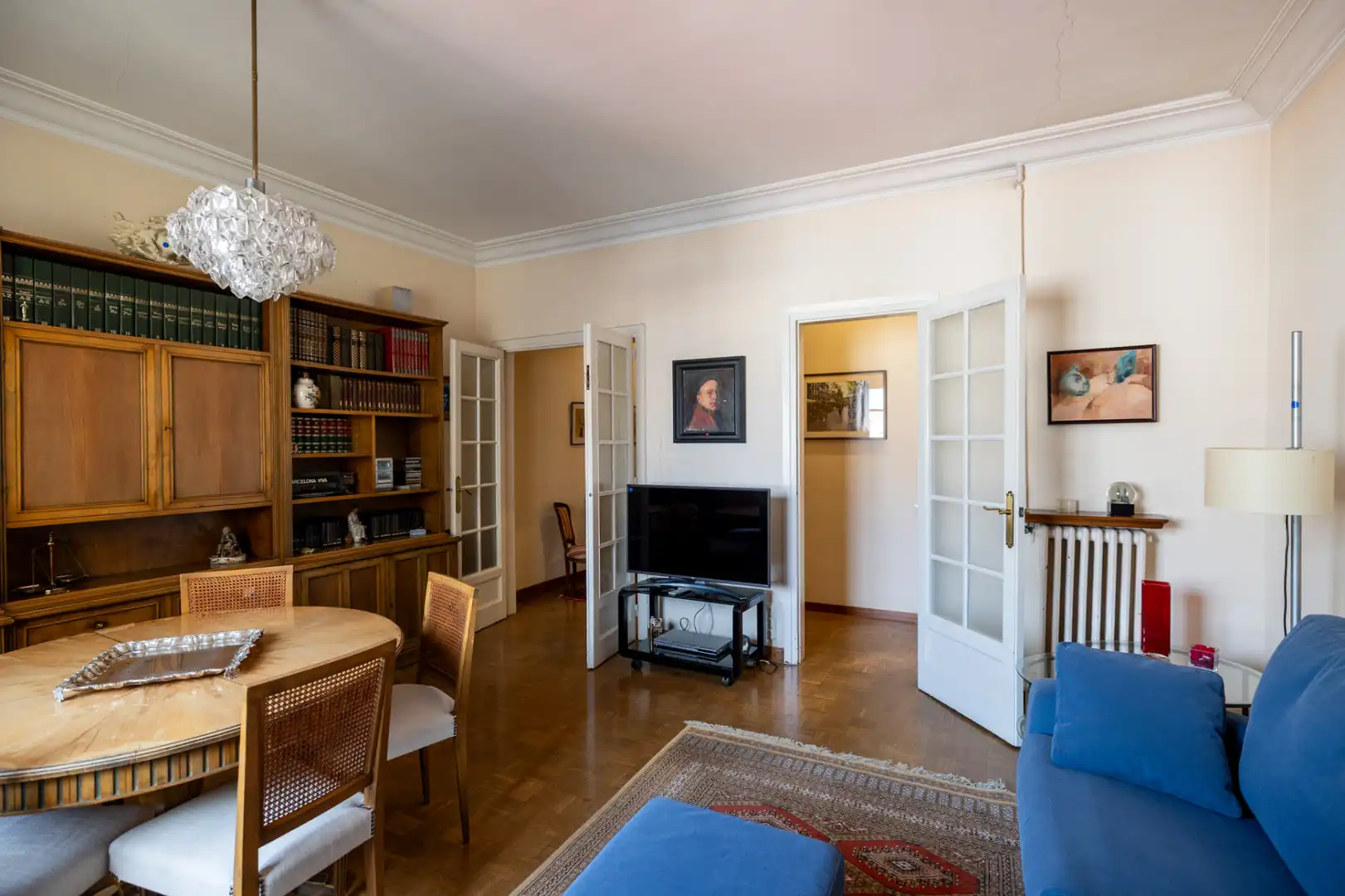 Living room of Flat for sale in Barcelona  with Heating, Parquet flooring and Furnished
