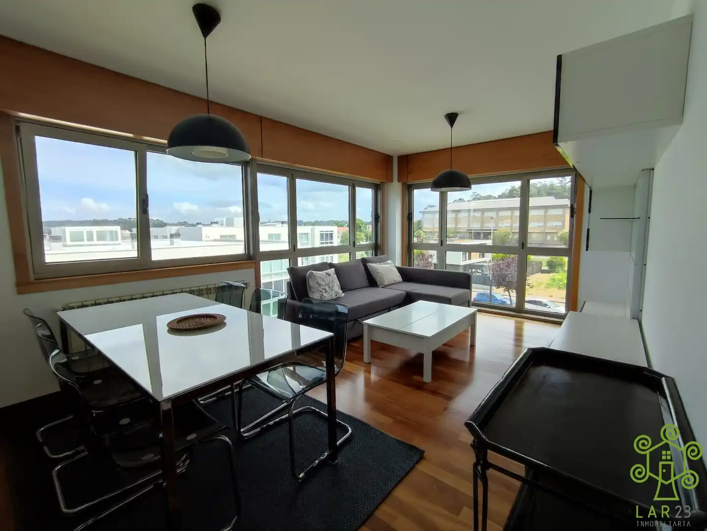 Living room of Flat for rent in Oleiros  with Heating, Parquet flooring and Furnished