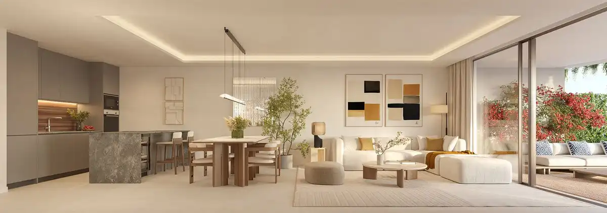 Sala d'estar de Planta baixa en venda en Benalmádena amb Aire condicionat, Jardí privat i Terrassa