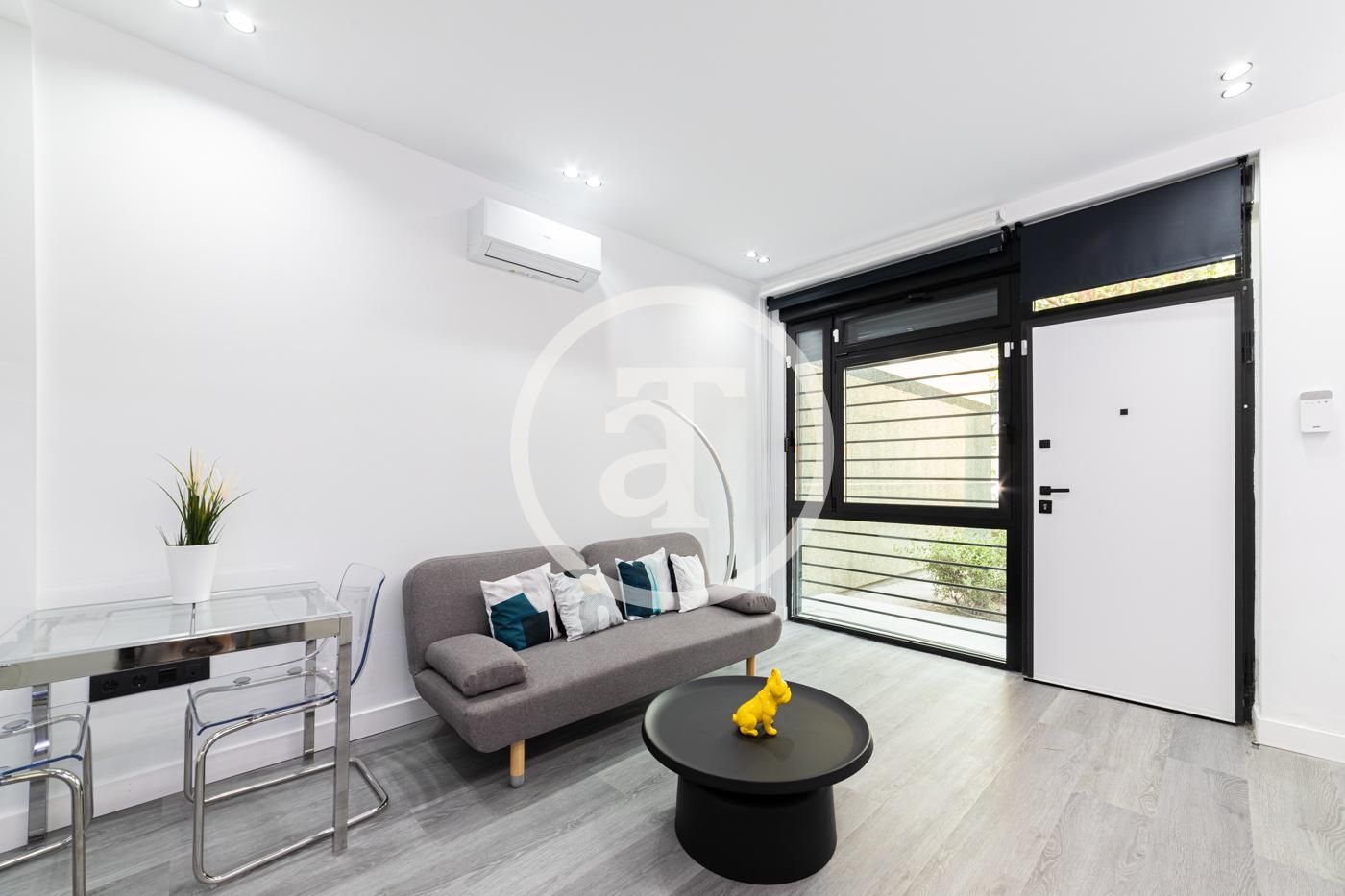 Sala d'estar de Estudi de lloguer en  Madrid Capital amb Aire condicionat, Traster i Moblat