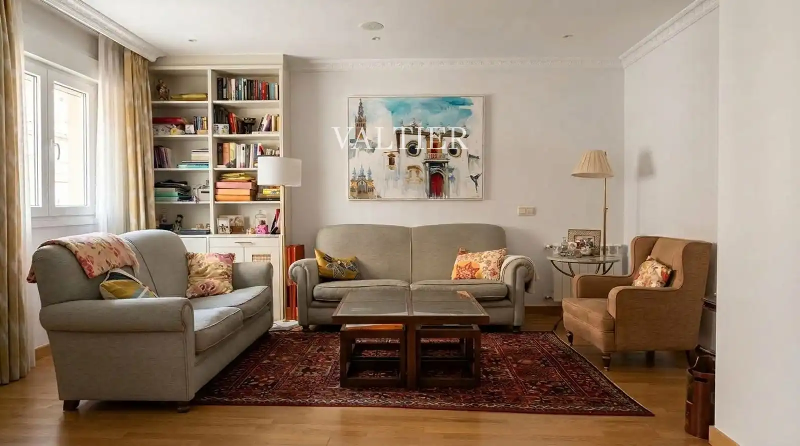 Wohnzimmer von Wohnung zur Miete in Madrid mit Klimaanlage