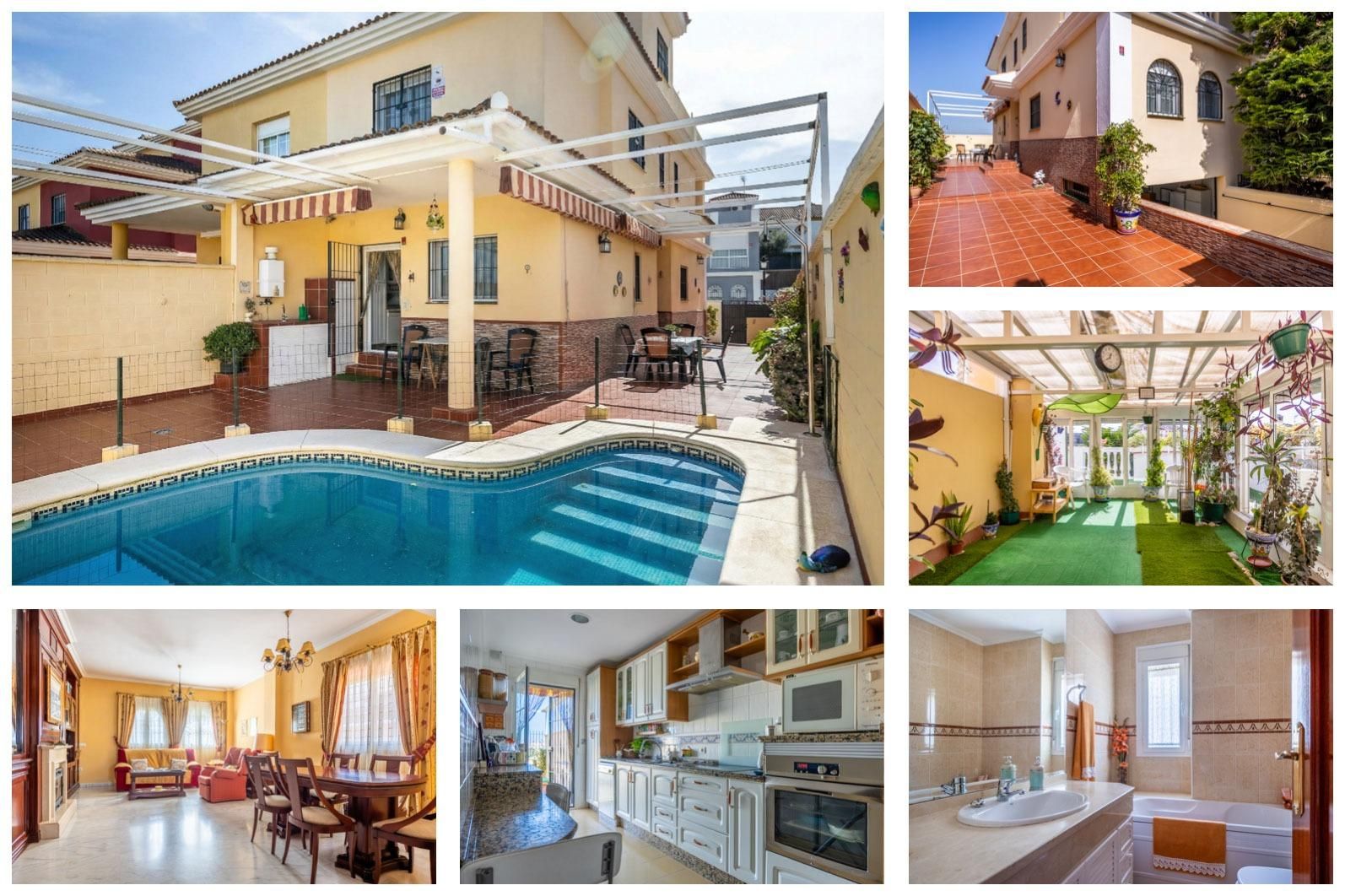 Vista exterior de Casa adosada en venta en Mairena del Aljarafe con Aire acondicionado, Jardín privado y Terraza