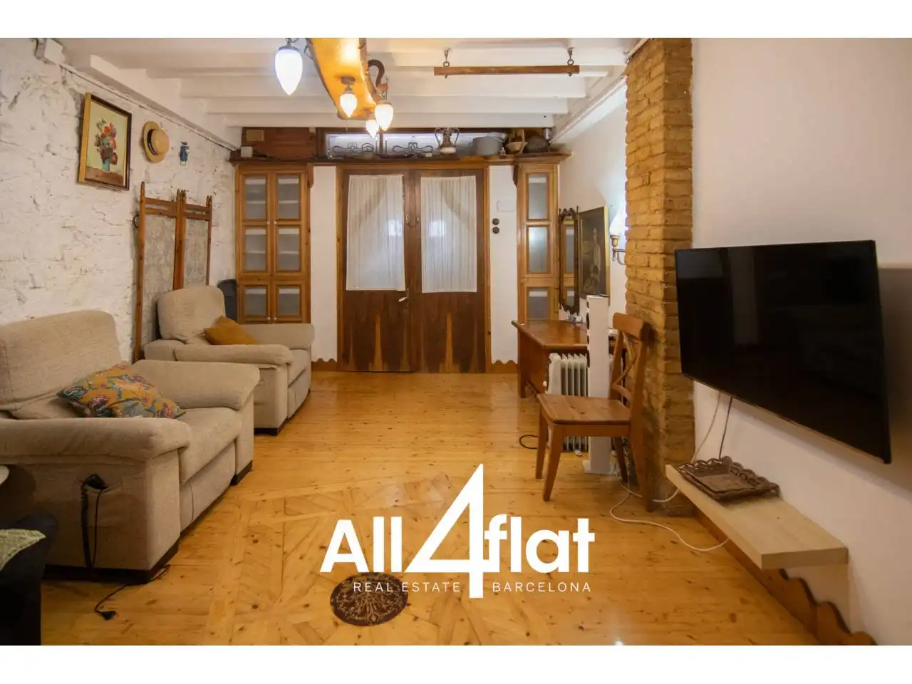 Sala de estar de Piso en venta en Barcelona con Aire acondicionado, Parquet y Terraza