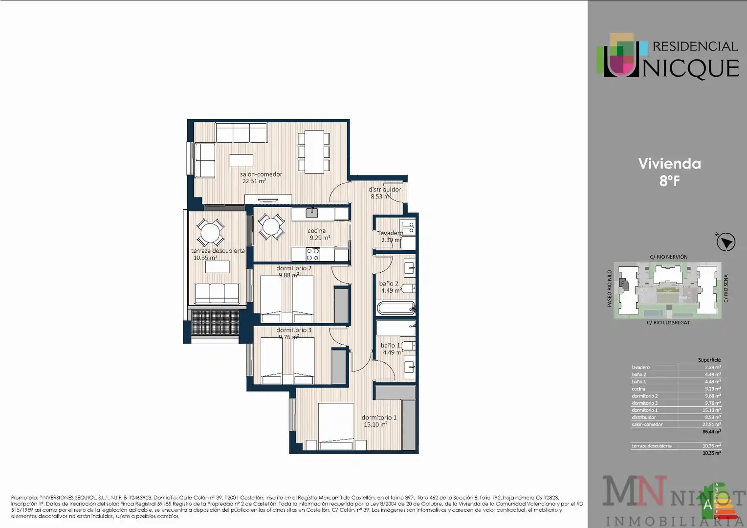 Piso en venta en Castellón de la Plana / Castelló de la Plana con Aire acondicionado, Calefacción y Terraza