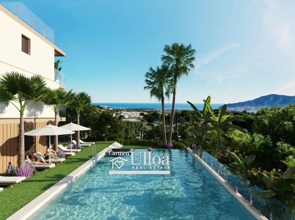 Vista exterior de Casa adosada en venda en L'Alfàs del Pi amb Calefacció, Jardí privat i Piscina comunitària