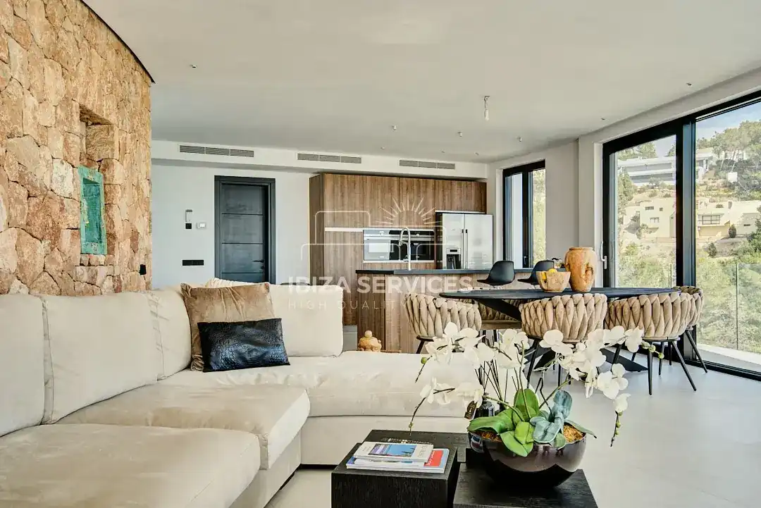 Sala d'estar de Casa o xalet de lloguer en Santa Eulària des Riu amb Aire condicionat, Jardí privat i Piscina