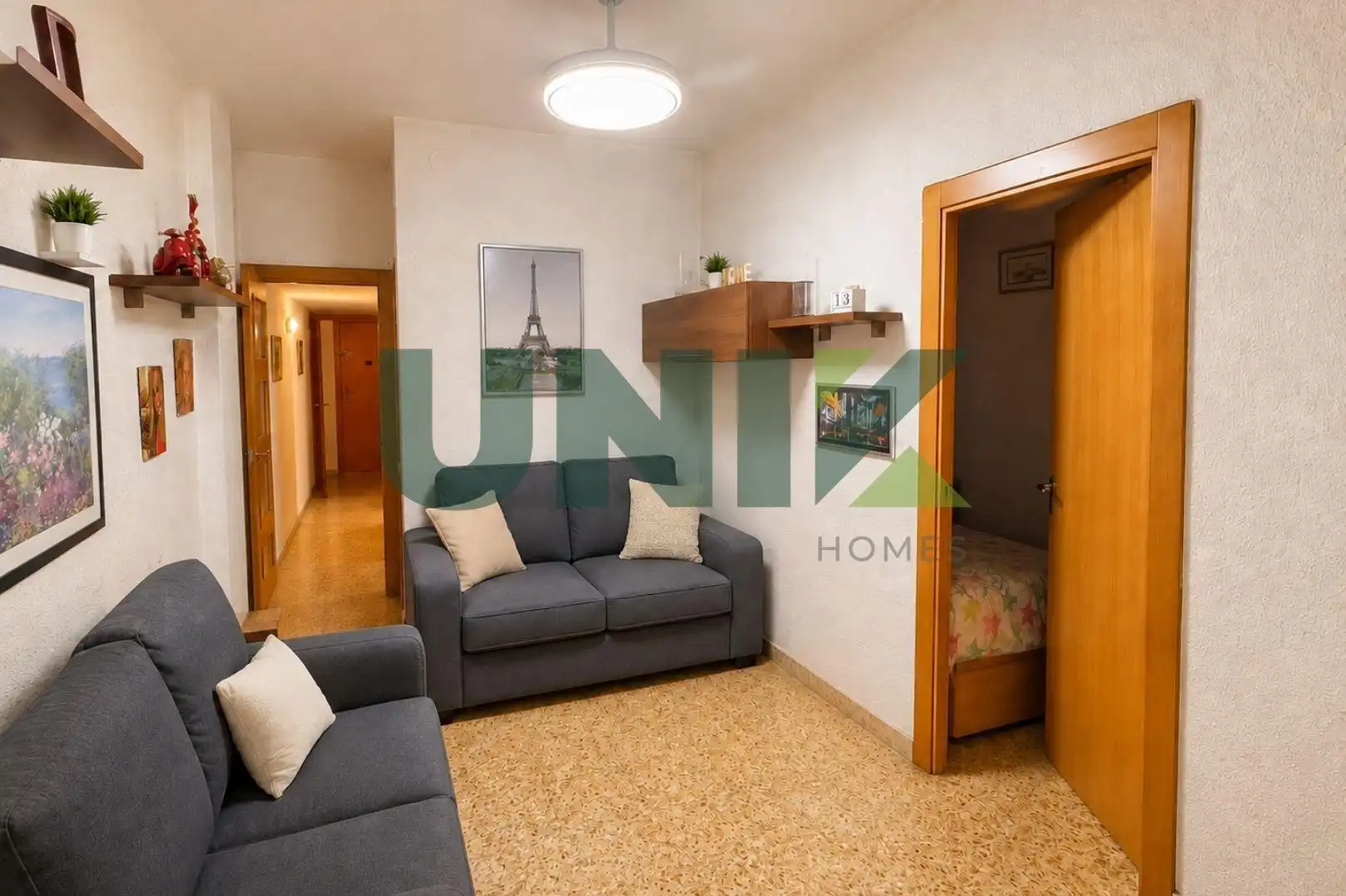 Wohnzimmer von Wohnung zum Verkauf in Barcelona mit Klimaanlage und Terrasse
