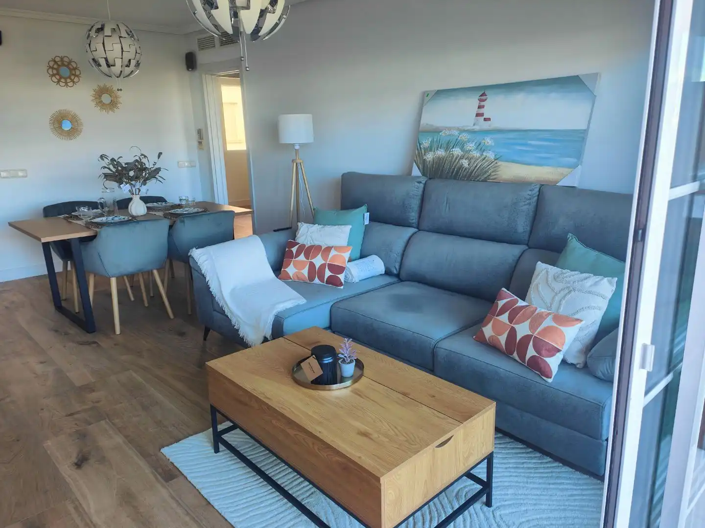 Wohnzimmer von Wohnungen zum Verkauf in Roquetas de Mar mit Klimaanlage und Terrasse