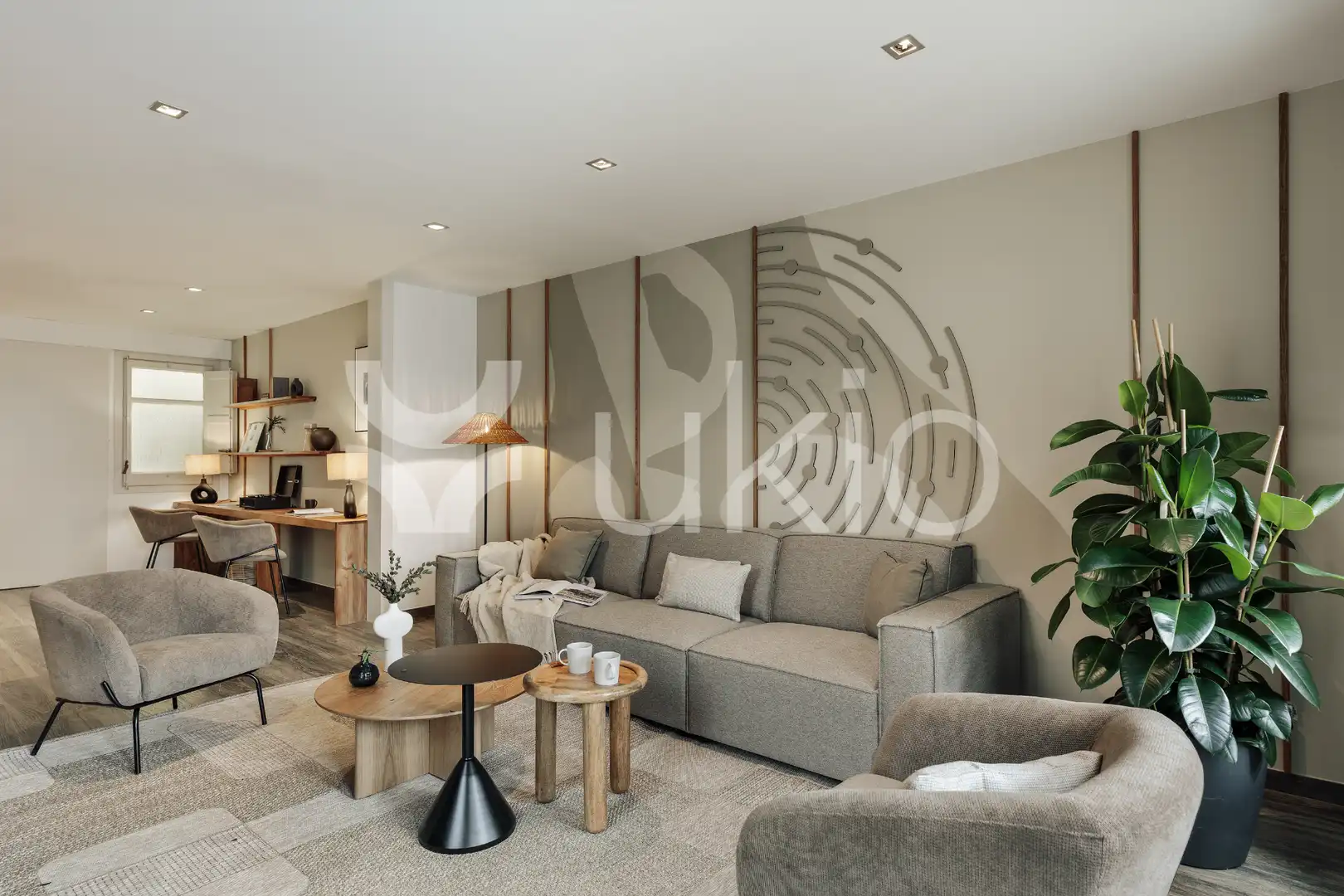 Sala de estar de Apartamento de alquiler en Barcelona con Aire acondicionado, Calefacción y Terraza