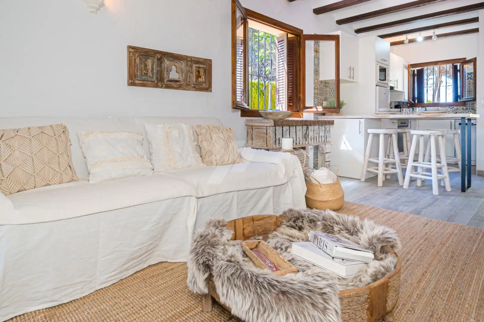 Sala d'estar de Apartament en venda en Moraira amb Aire condicionat, Calefacció i Jardí privat