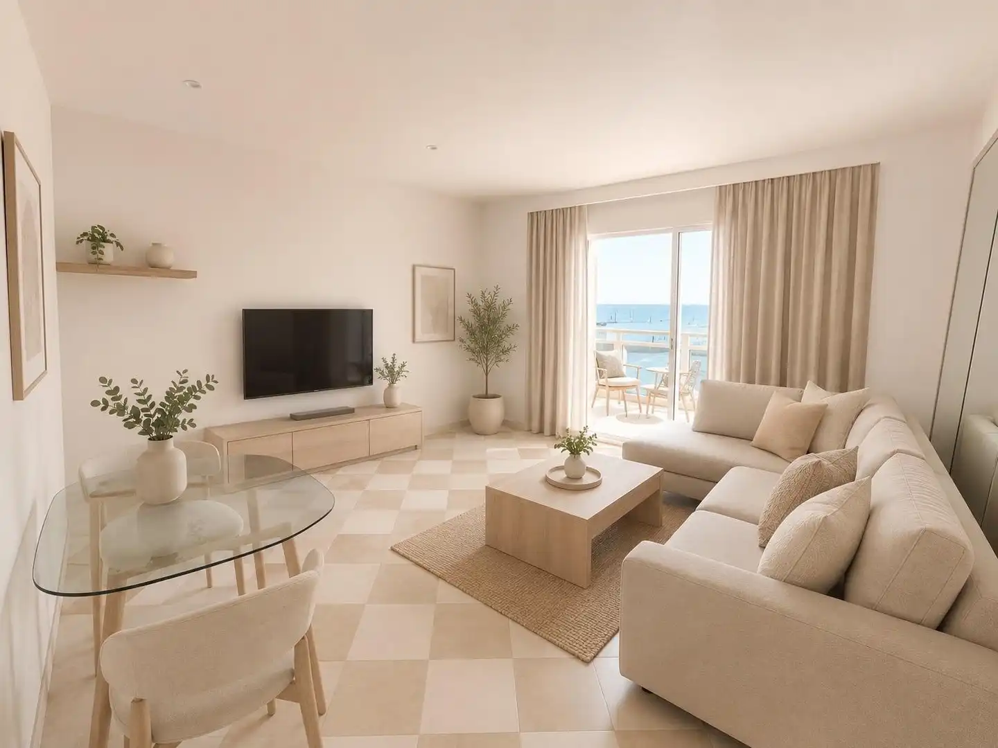 Sala de estar de Apartamento en venta en Torremolinos con Terraza, Amueblado y Piscina comunitaria