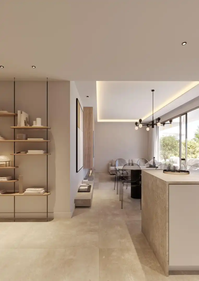 Sala de estar de Planta baja en venta en Estepona con Aire acondicionado, Jardín privado y Terraza