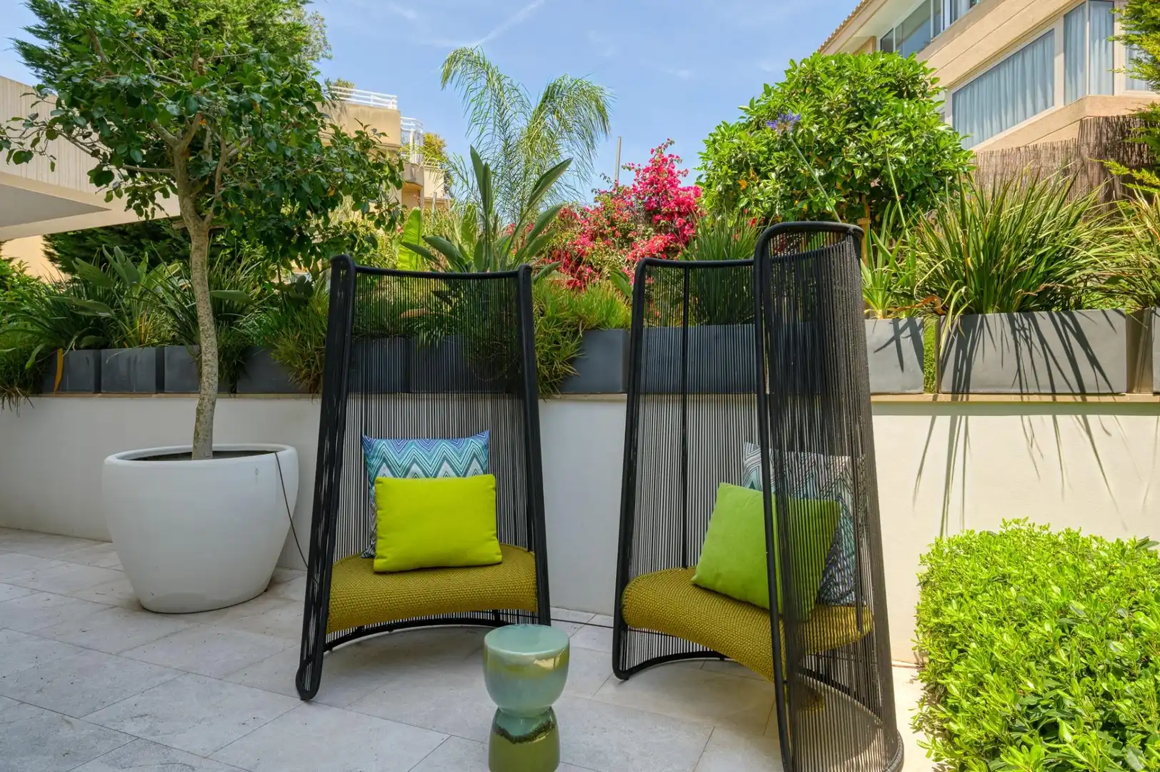 Terrasse von Erdgeschoss zum Verkauf in  Palma de Mallorca mit Klimaanlage, Heizung und Privatgarten