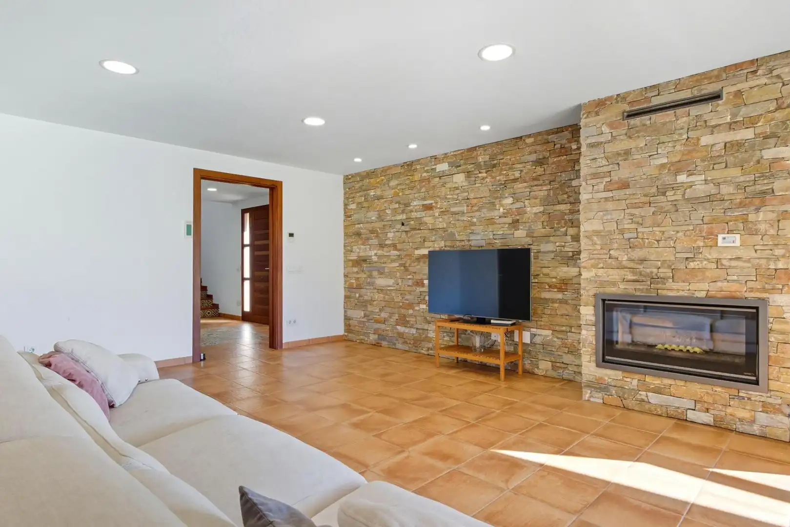 Living room of Country homes for sale in Garrigàs  with Private garden, Terrace and Swimming Pool