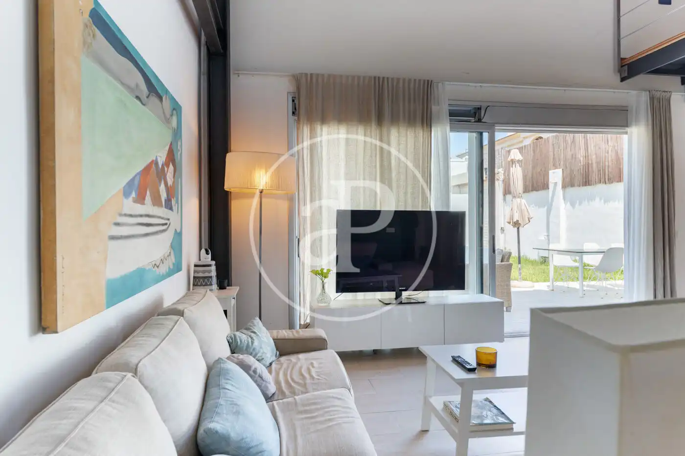 Wohnzimmer von Einfamilien-Reihenhaus zur Miete in  Palma de Mallorca mit Klimaanlage, Heizung und Privatgarten