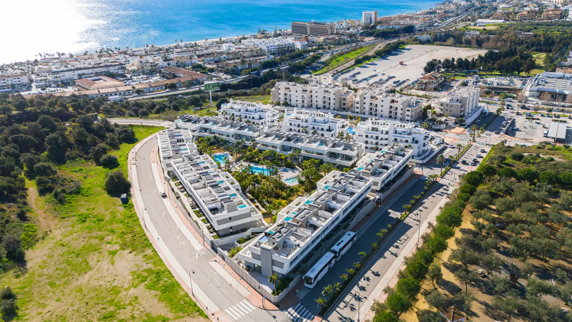 Vista exterior de Casa adosada en venta en Mijas con Aire acondicionado, Jardín privado y Terraza