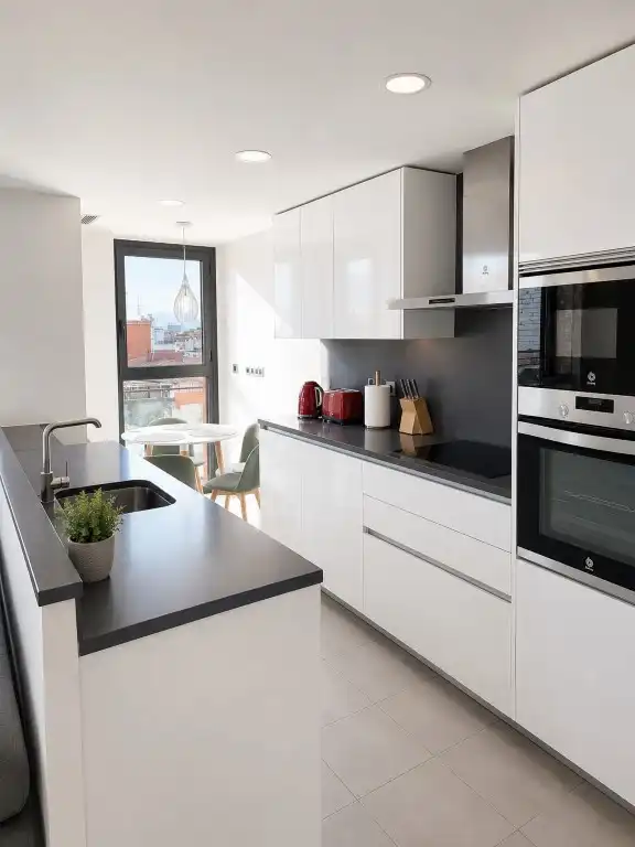 Kitchen of Flat for rent in Badalona  with Air Conditioner, Heating and Parquet flooring