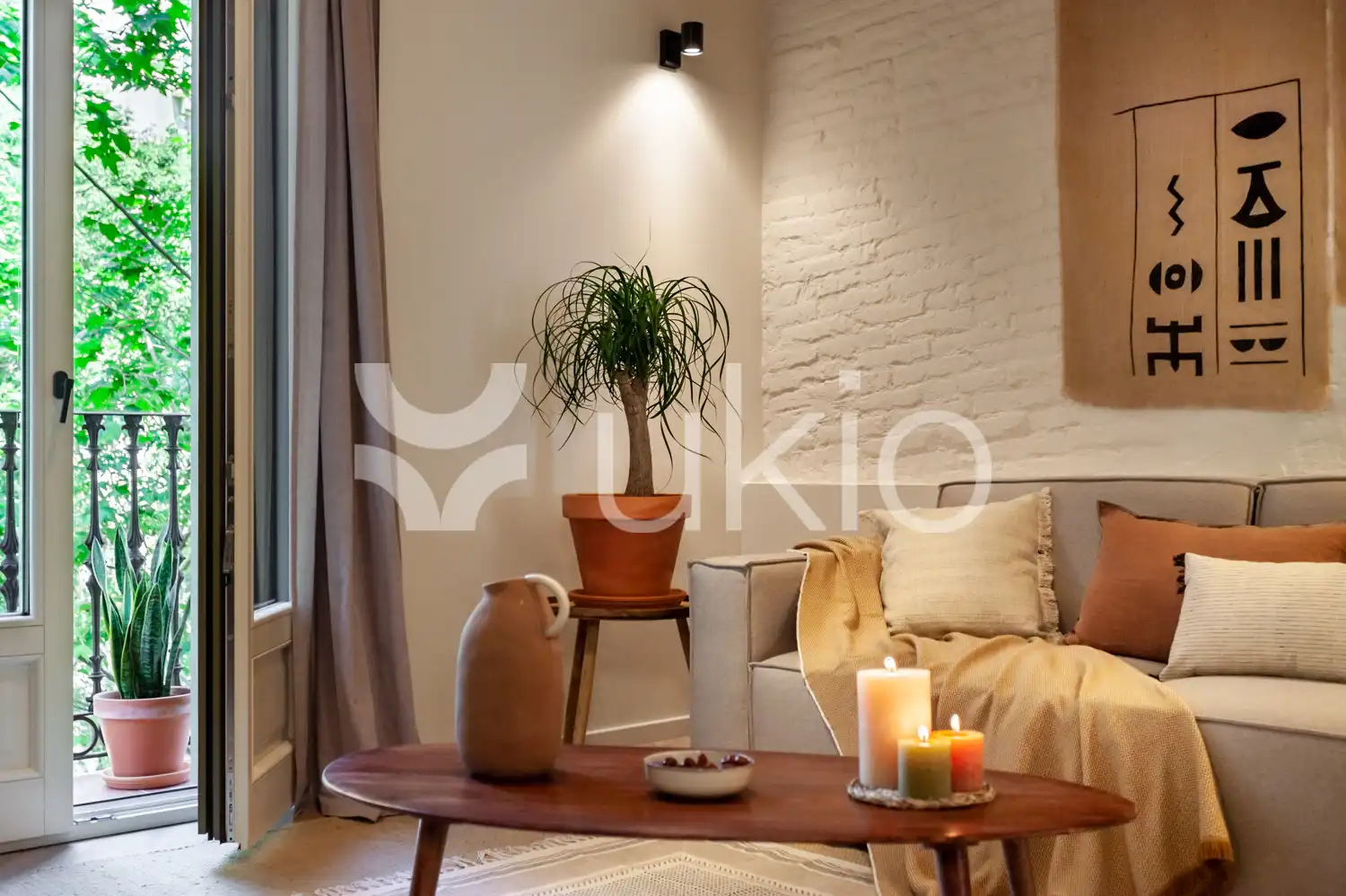 Sala de estar de Apartamento de alquiler en Barcelona con Aire acondicionado, Amueblado y Horno