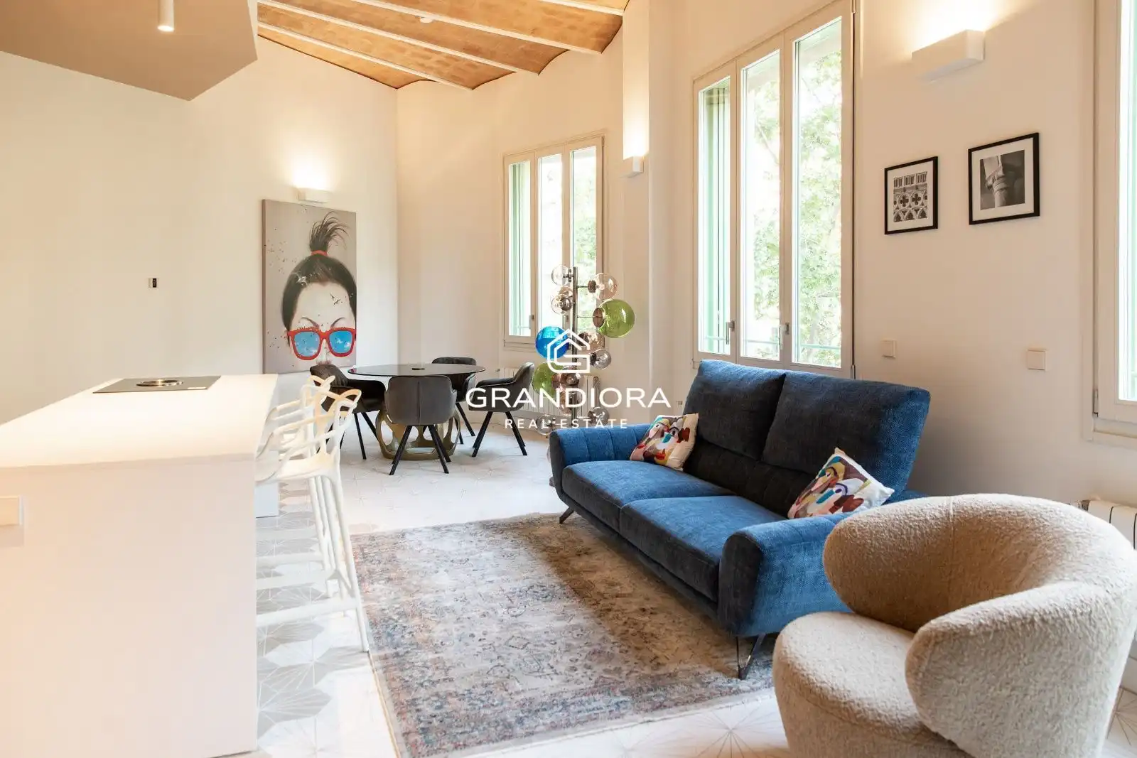 Sala d'estar de Pis de lloguer en Barcelona amb Aire condicionat