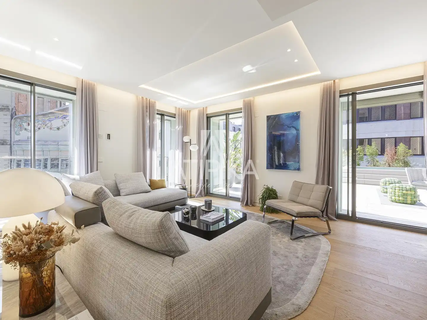 Wohnzimmer von Dachboden zum Verkauf in Barcelona mit Klimaanlage, Heizung und Terrasse