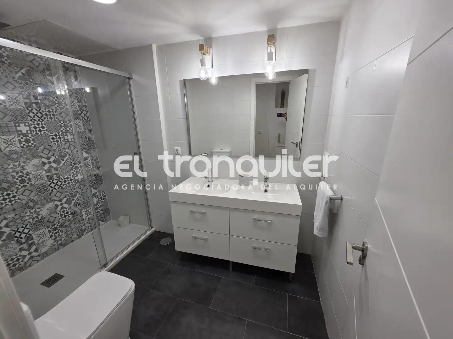 Baño de Piso de alquiler en Madrid con Terraza, Amueblado y Lavadora