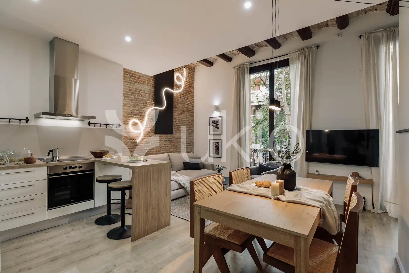 Sala d'estar de Apartament de lloguer en Barcelona amb Aire condicionat, Calefacció i Moblat