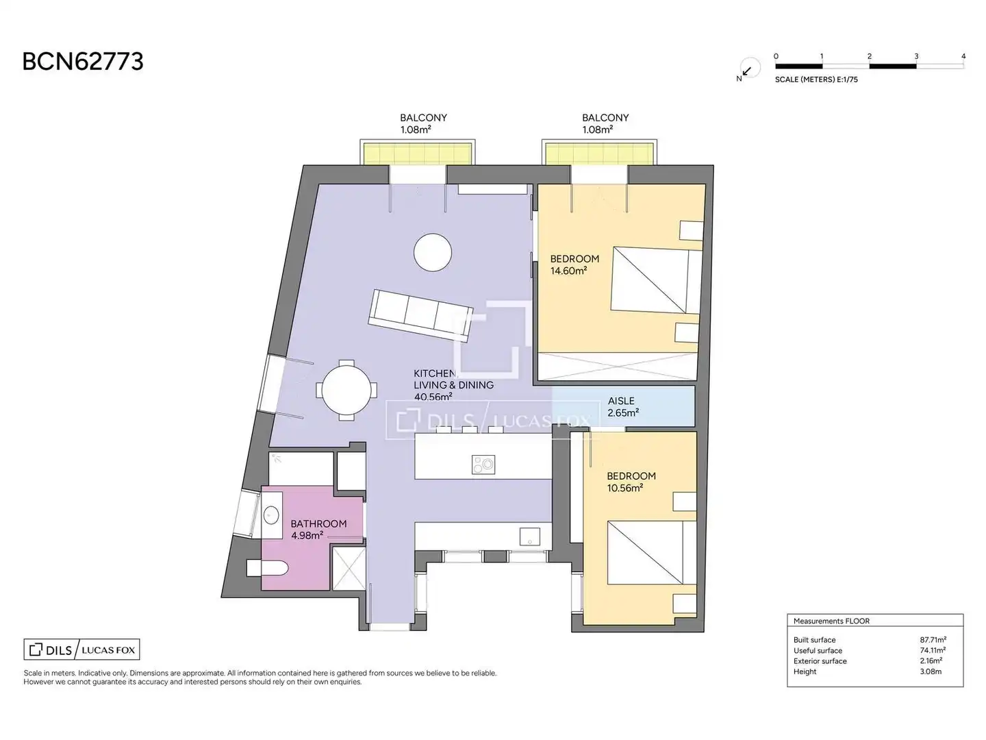 Wohnung zum Verkauf in Barcelona mit Klimaanlage, Heizung und Möbliert
