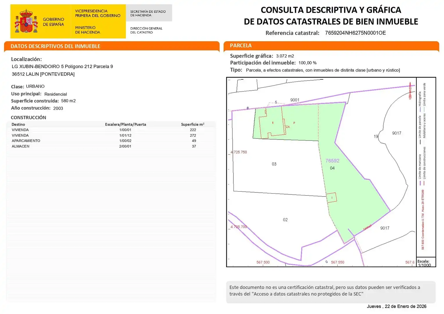 Finca rústica en venta en Lugar Xubín-Bendoiro, Lalín