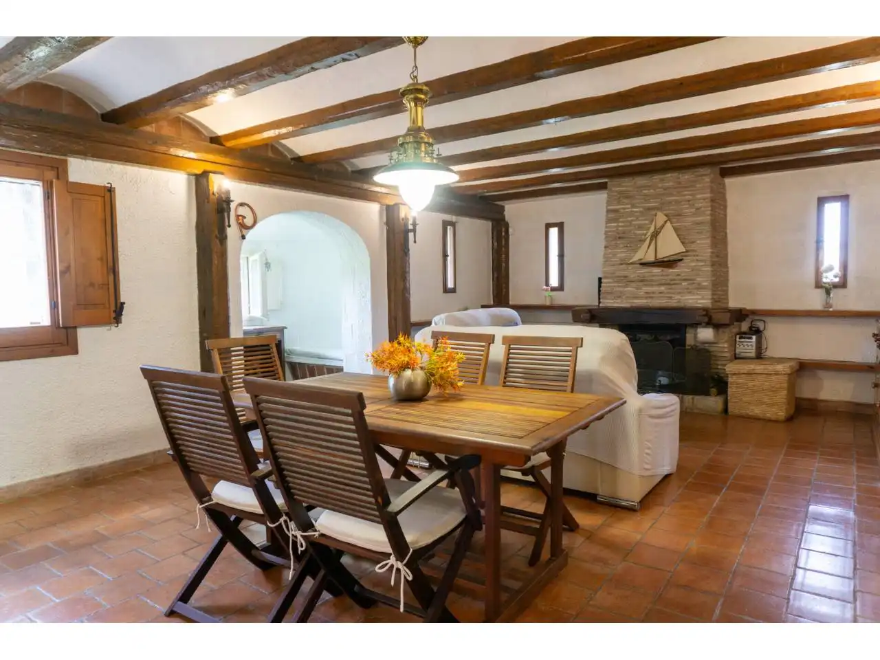 Comedor de Finca rústica en venta en Castell d'Aro, Platja d'Aro i s'Agaró con Calefacción, Jardín privado y Terraza