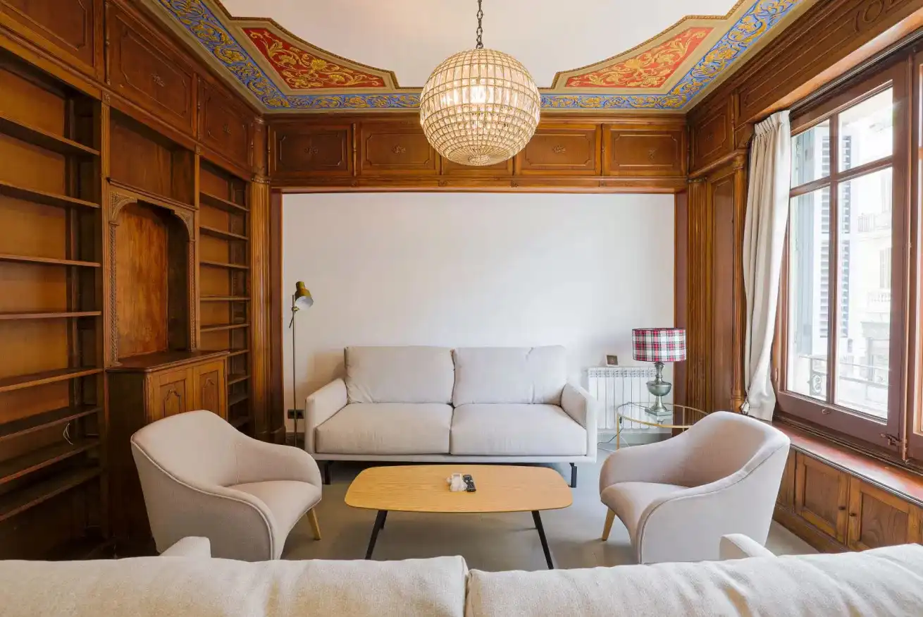 Sala d'estar de Pis en venda en Barcelona amb Aire condicionat, Calefacció i Parquet